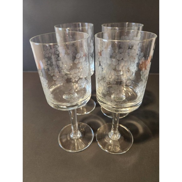 4 MCM Vtg Etched Flowers Floral Sherry Cordial Wine Glasses 7" Aperitif - Picture 1 of 11